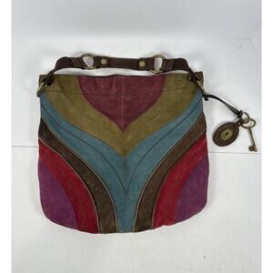 Fossil Handbag Purse Winslet II ZB4397 Womens Multicolor Suede Crossbody Vintage